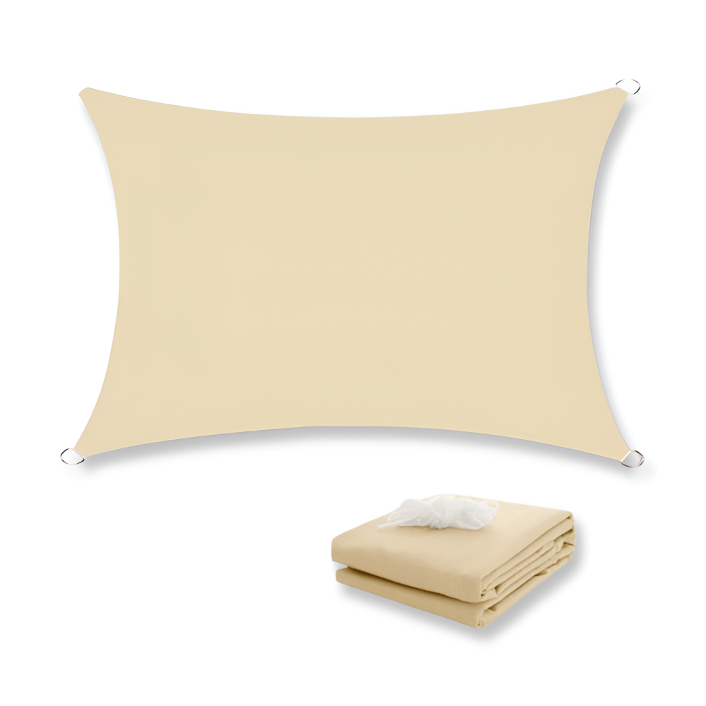 Rechteckiges 300D Polyester Sonnensegel – Wasserdicht & UV-Beständig - 180 g/m², Grau/Beige