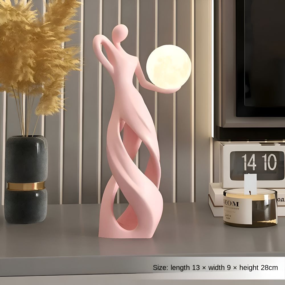 Abstrakte Mädchen Deko Figuren - Beleuchtete Harzskulptur für Stilvolle Innendekoration und Tischakzente
