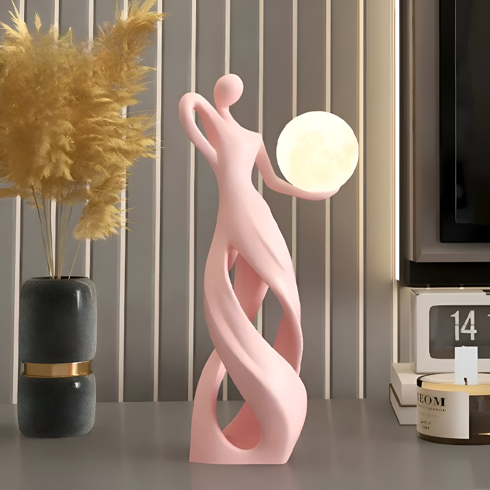 Abstrakte Mädchen Deko Figuren - Beleuchtete Harzskulptur für Stilvolle Innendekoration und Tischakzente