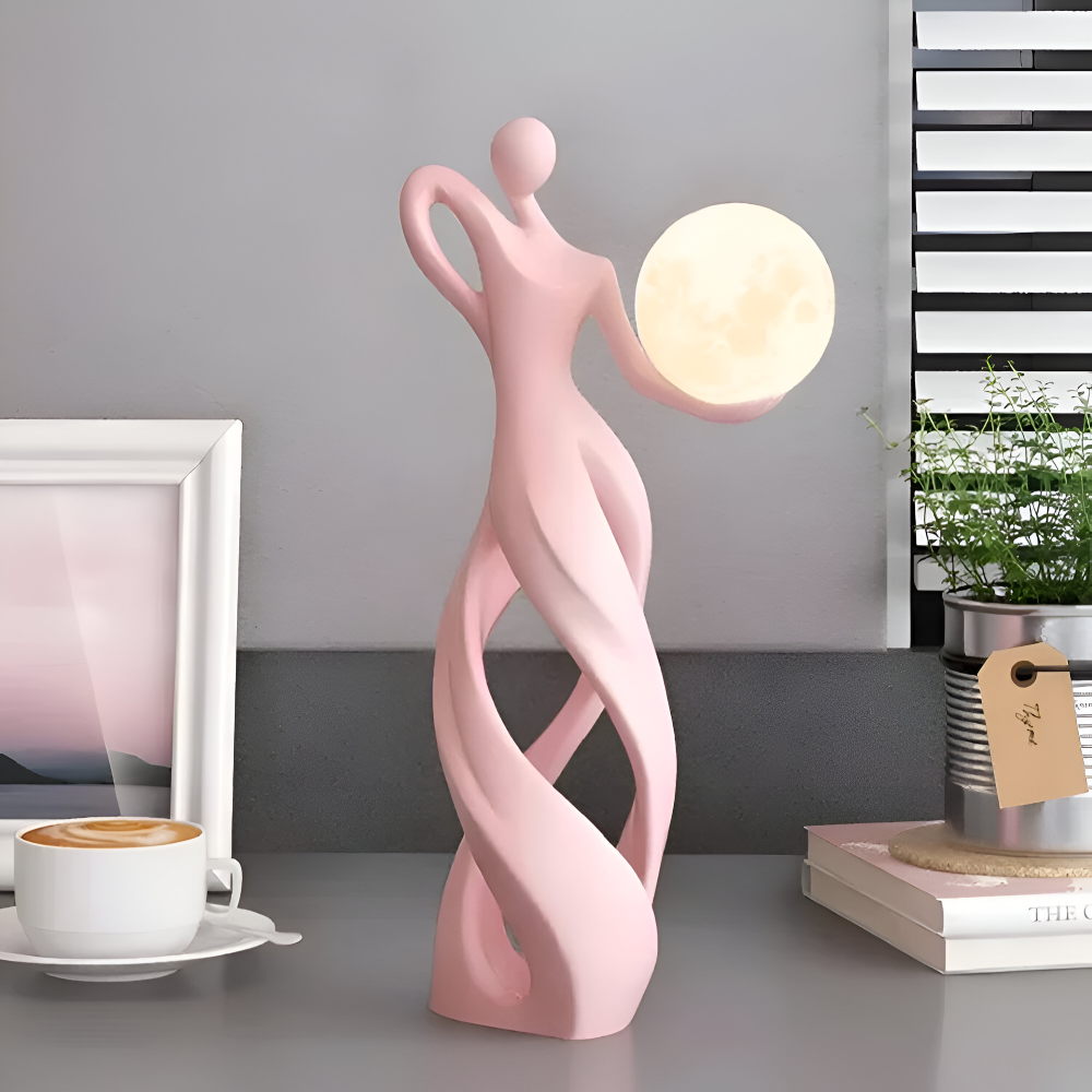 Abstrakte Mädchen Deko Figuren - Beleuchtete Harzskulptur für Stilvolle Innendekoration und Tischakzente