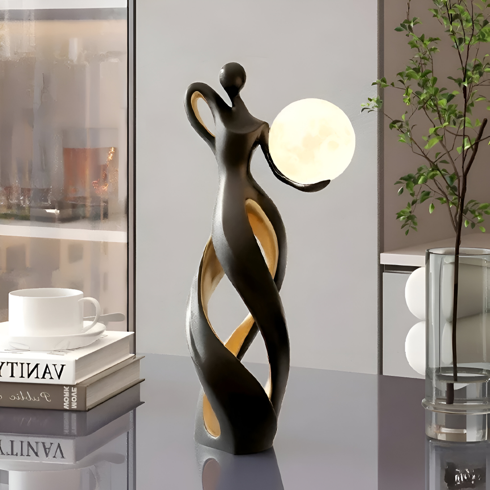 Abstrakte Mädchen Deko Figuren - Beleuchtete Harzskulptur für Stilvolle Innendekoration und Tischakzente