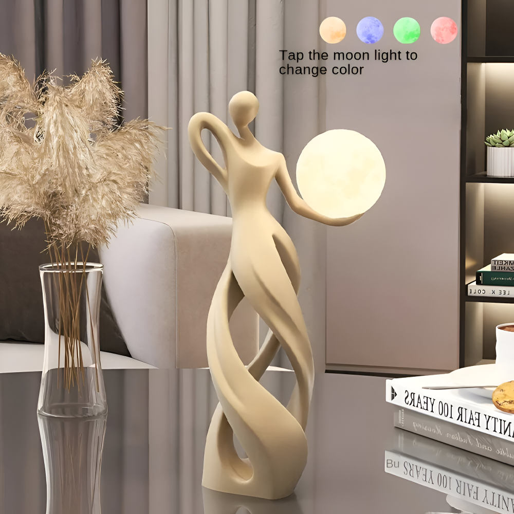 Abstrakte Mädchen Deko Figuren - Beleuchtete Harzskulptur für Stilvolle Innendekoration und Tischakzente