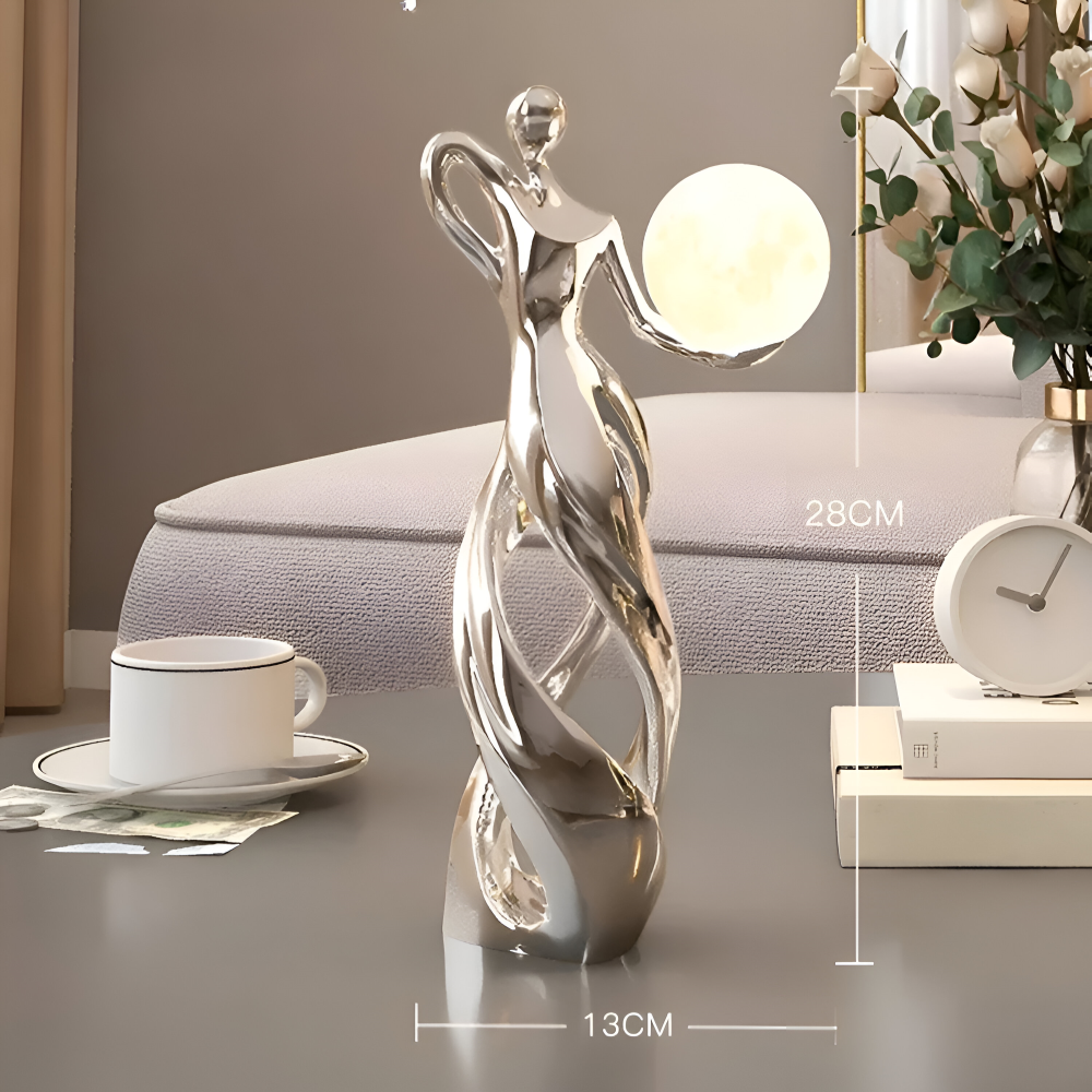 Abstrakte Mädchen Deko Figuren - Beleuchtete Harzskulptur für Stilvolle Innendekoration und Tischakzente