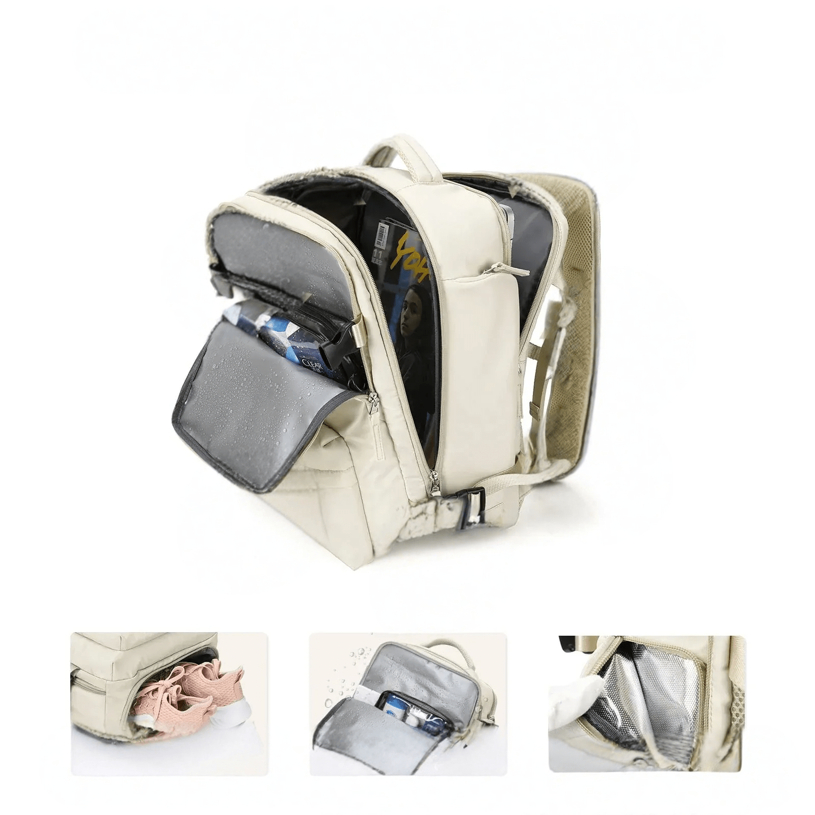 Robuster Wasserfester Rucksack 33x22x47cm - Nylon Schwarz Mit USB-Ladefunktion für Reisen 1