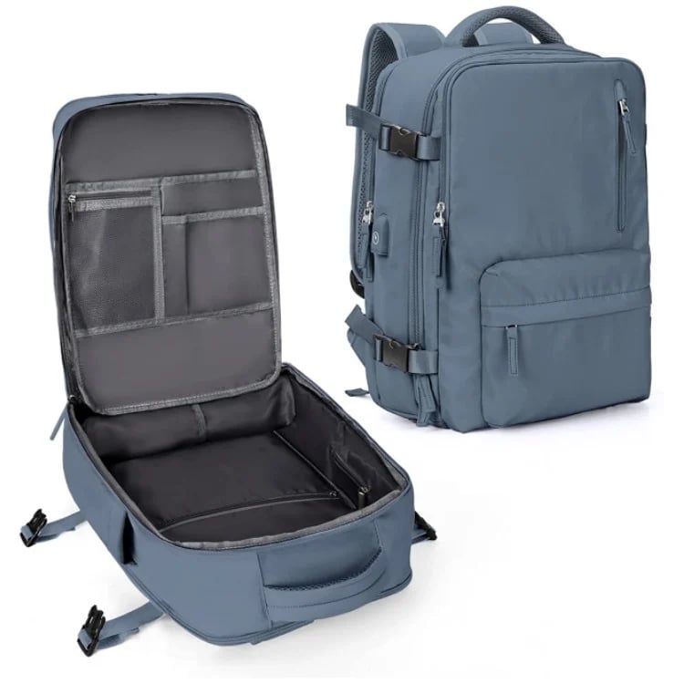 Robuster Wasserfester Rucksack 33x22x47cm - Nylon Schwarz Mit USB-Ladefunktion für Reisen 8
