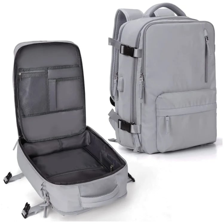 Robuster Wasserfester Rucksack 33x22x47cm - Nylon Schwarz Mit USB-Ladefunktion für Reisen 9