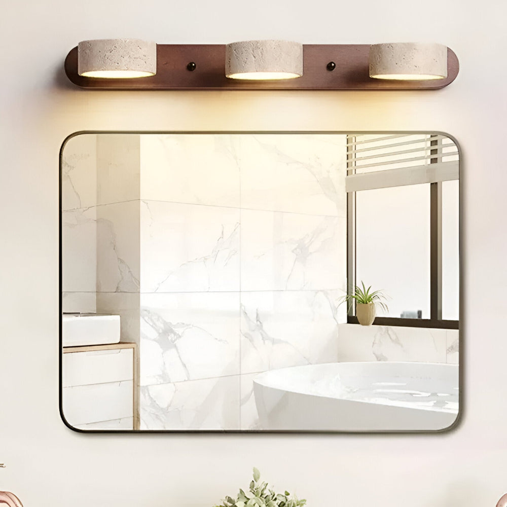 Runde LED Wandleuchte mit Naturstein Oberfläche | Stylische Wandlampe für Innenräume