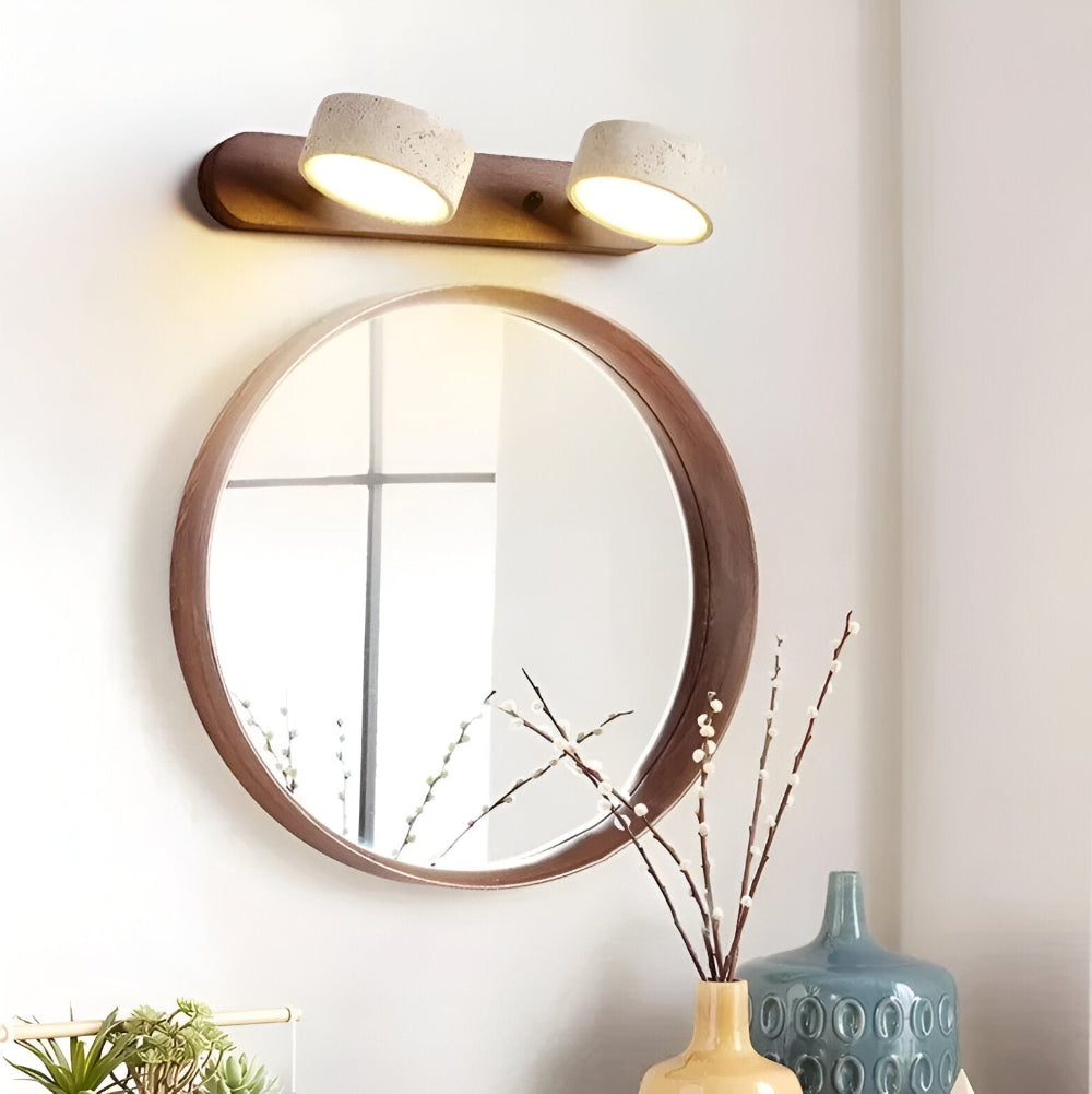 Runde LED Wandleuchte mit Naturstein Oberfläche | Stylische Wandlampe für Innenräume