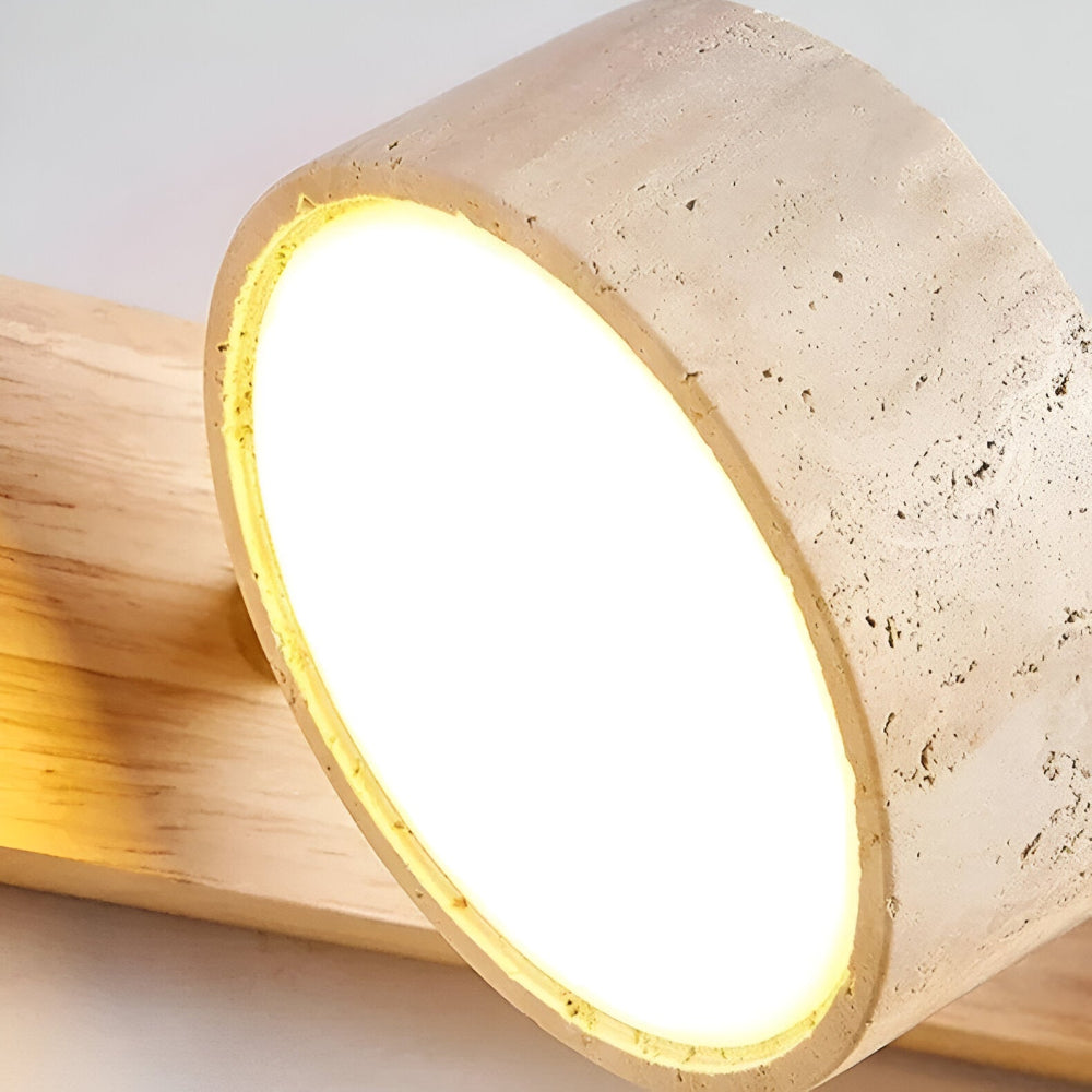 Runde LED Wandleuchte mit Naturstein Oberfläche | Stylische Wandlampe für Innenräume