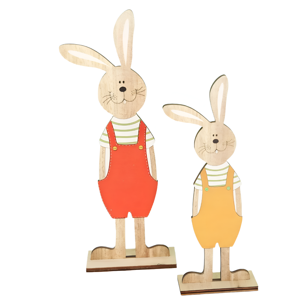 RustiCraft Osterhase - 2pcs Holzhase Osterdeko