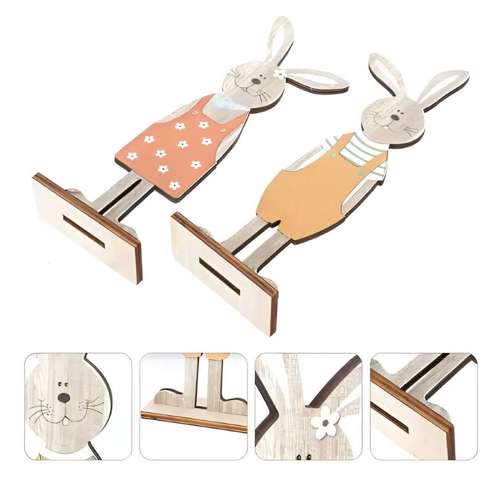 RustiCraft Osterhase - 2pcs Holzhase Osterdeko
