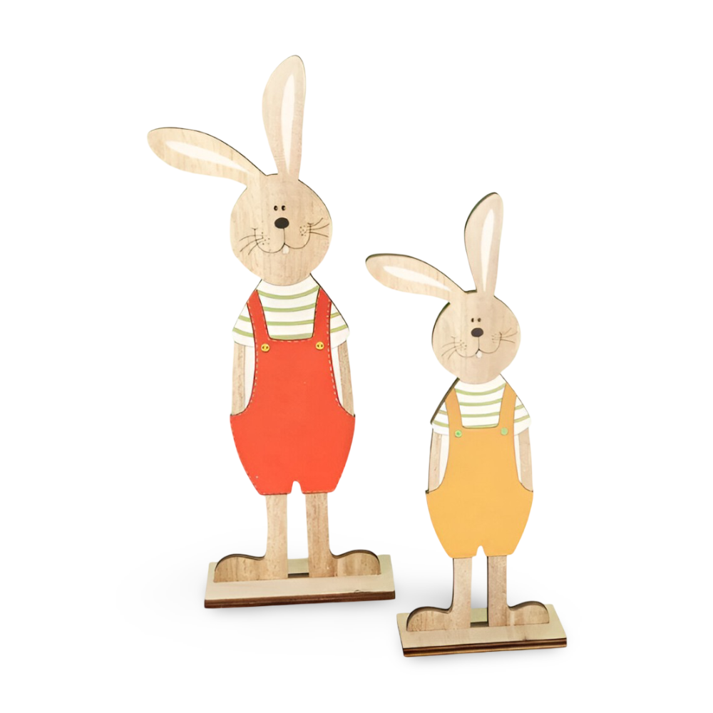 RustiCraft Osterhase - 2pcs Holzhase Osterdeko