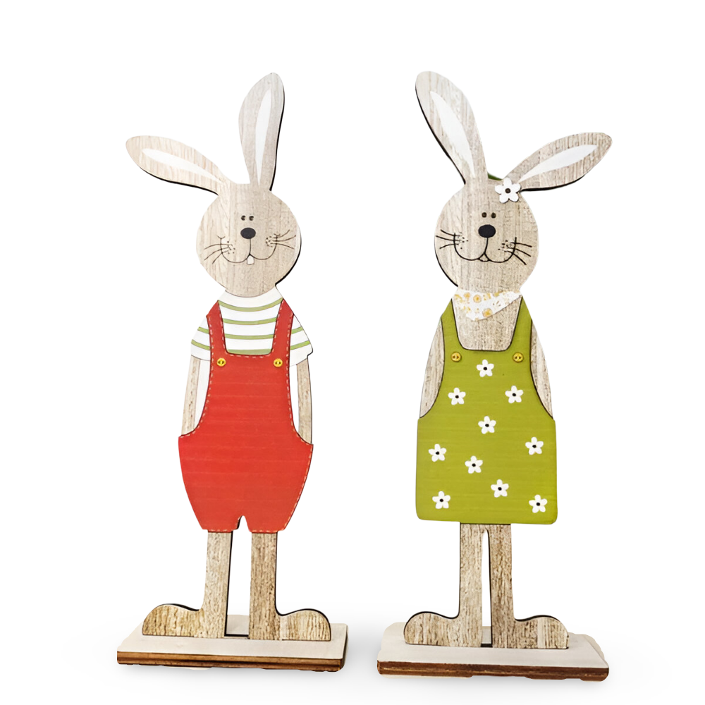 RustiCraft Osterhase - 2pcs Holzhase Osterdeko