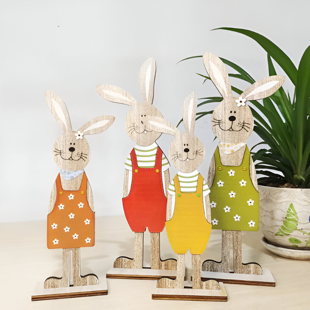 RustiCraft Osterhase - 2pcs Holzhase Osterdeko