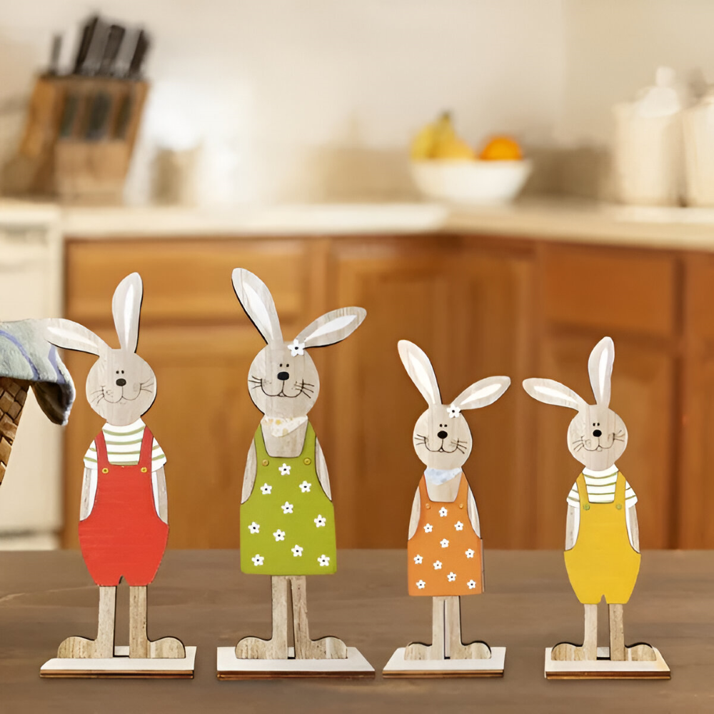 RustiCraft Osterhase - 2pcs Holzhase Osterdeko
