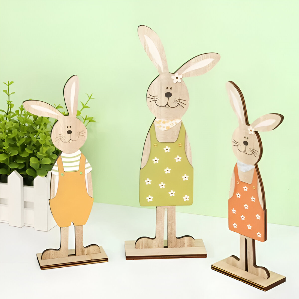 RustiCraft Osterhase - 2pcs Holzhase Osterdeko