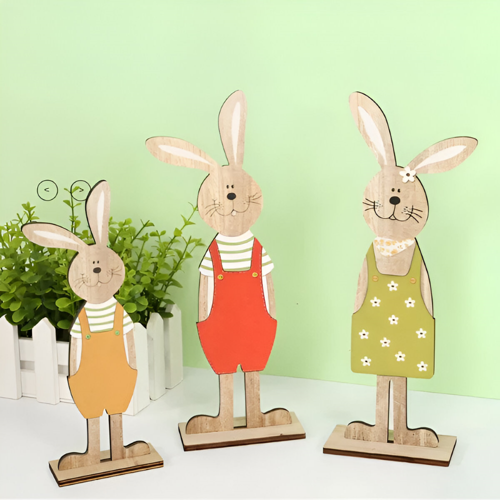 RustiCraft Osterhase - 2pcs Holzhase Osterdeko
