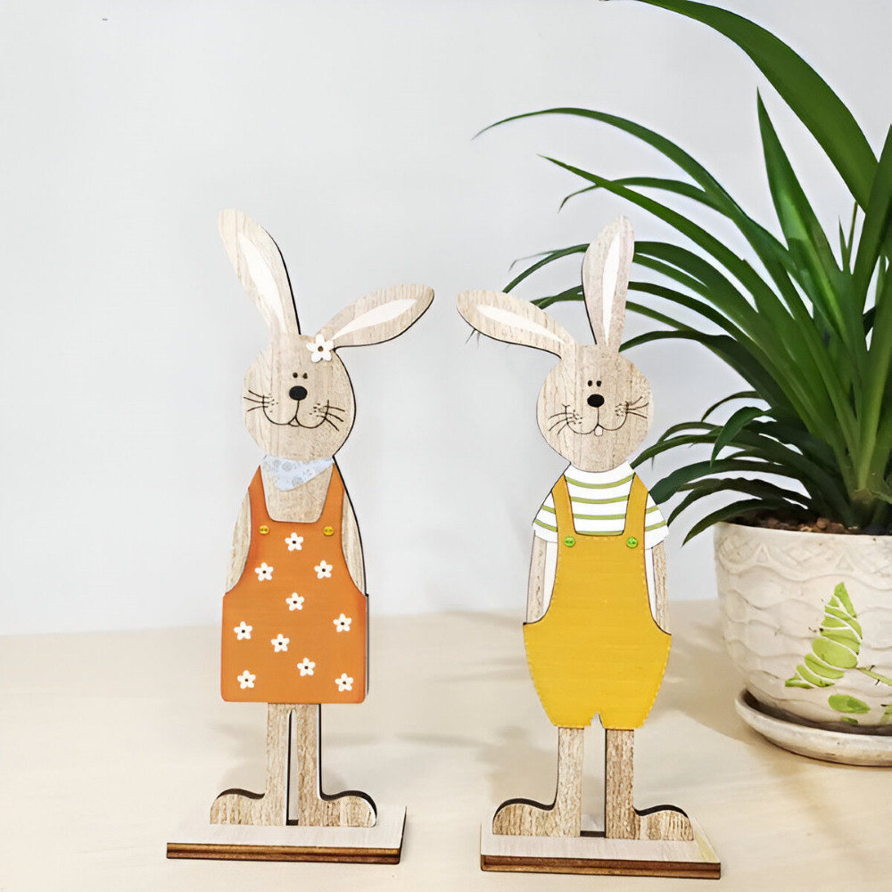 RustiCraft Osterhase - 2pcs Holzhase Osterdeko