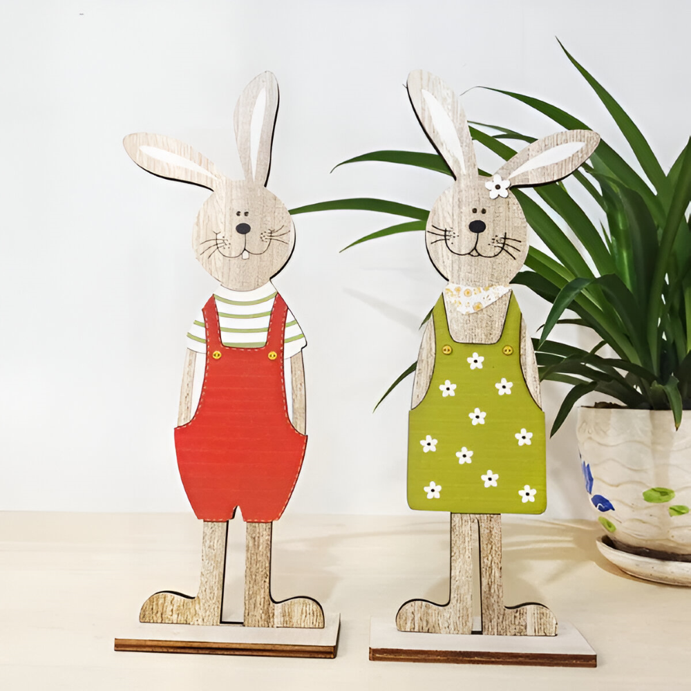 RustiCraft Osterhase - 2pcs Holzhase Osterdeko