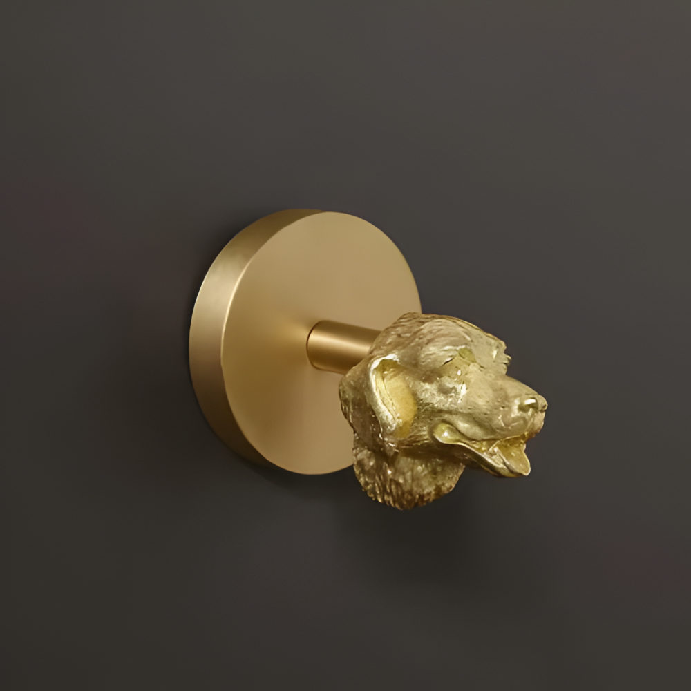 Rustikale Kleiderhaken mit Tiermotiven – dekorative Wandhaken aus Messing mit Golddetails