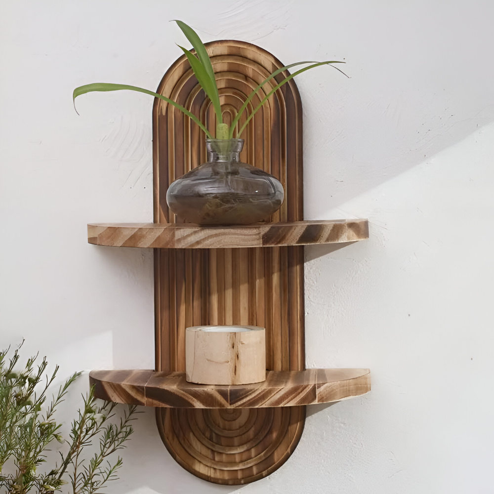 Rustikale Geometrische Holz Wandregale - Bohemian Wohnaccessoire
