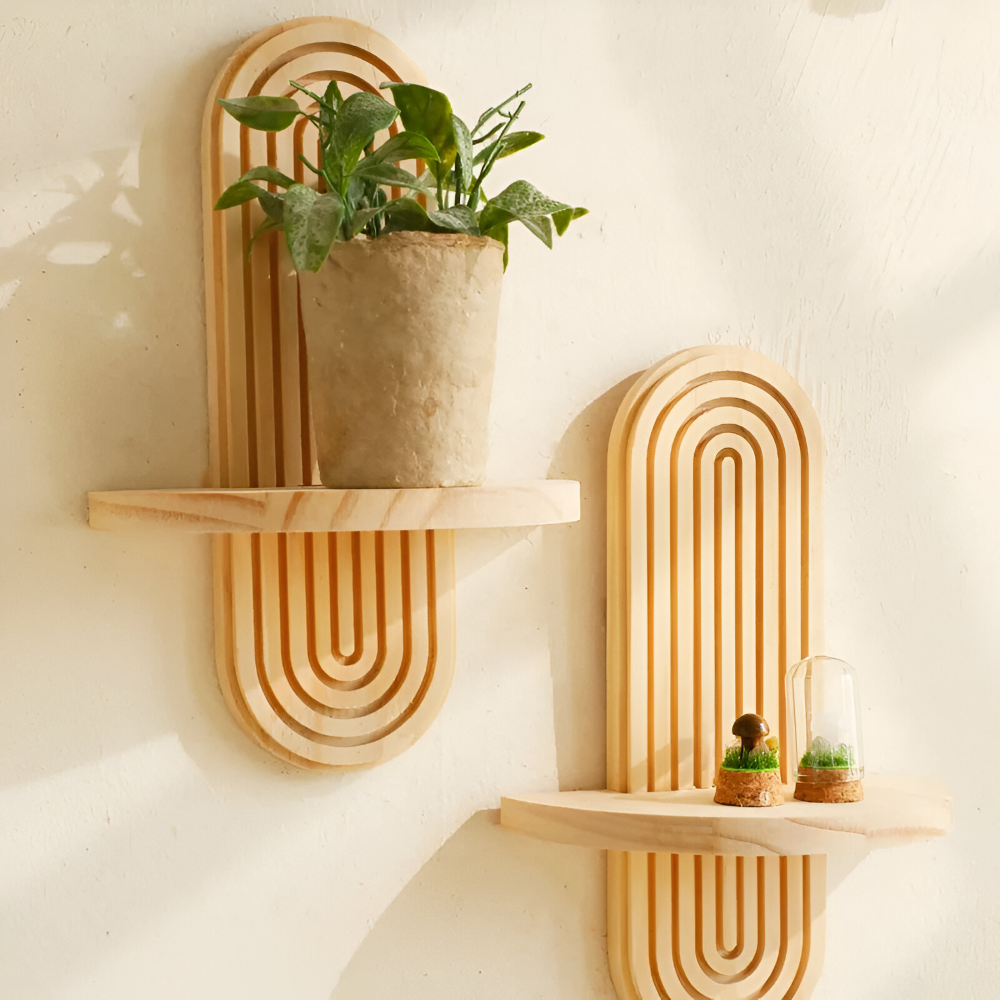 Moderne Geometrische Wandregale aus Holz, 35cm