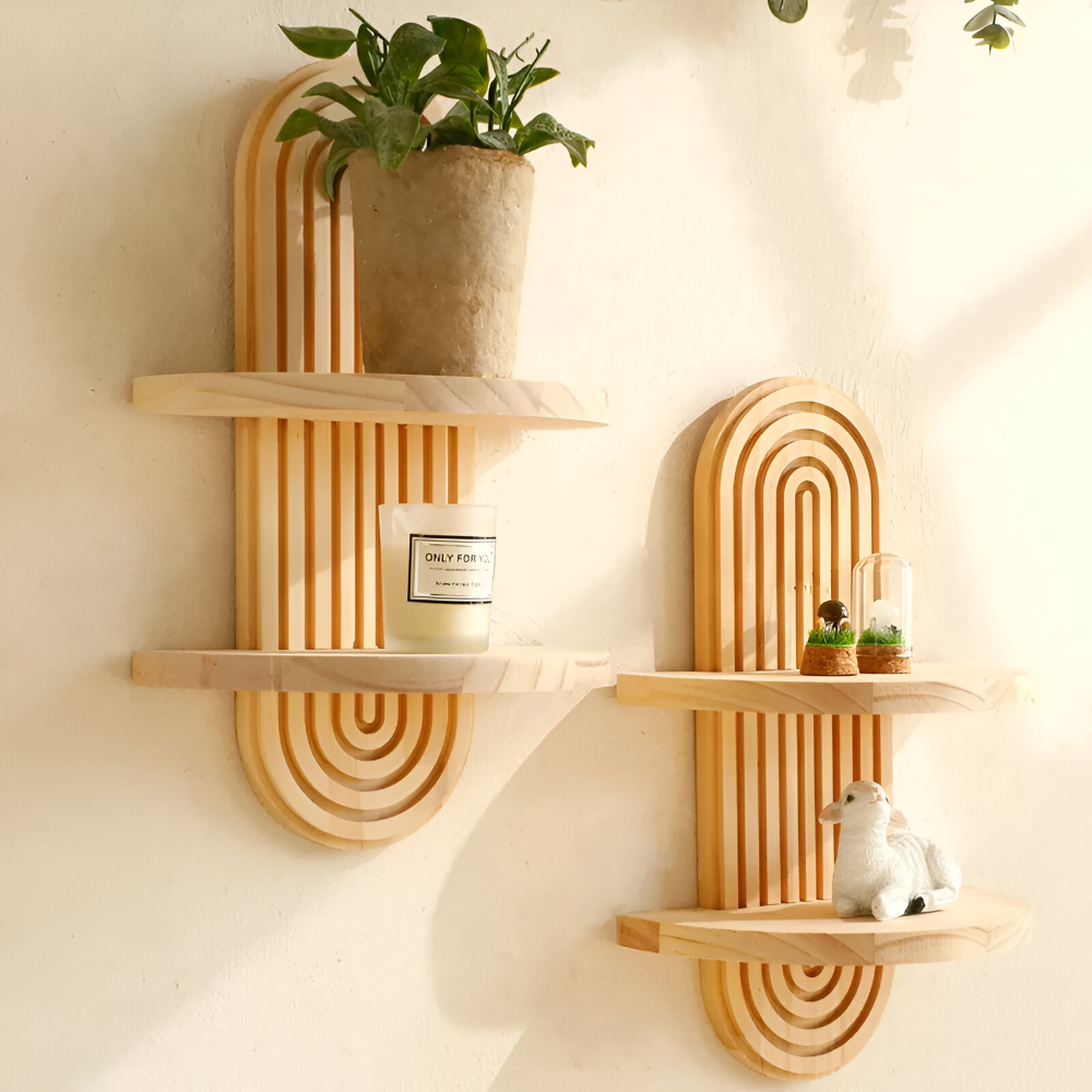 Moderne Geometrische Wandregale aus Holz, 35cm
