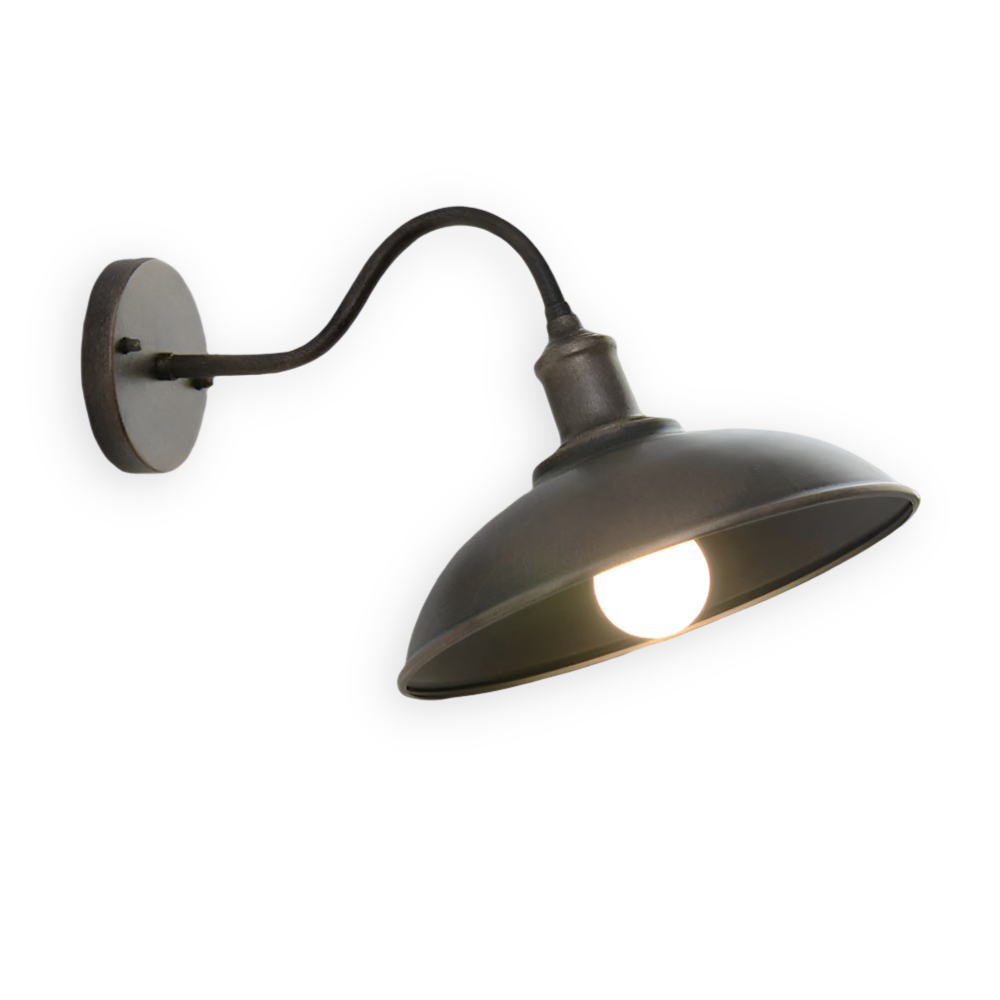 Rustikale Eisen Wandleuchte - Außenwandleuchte Schalen-Design für Industrielle Beleuchtung