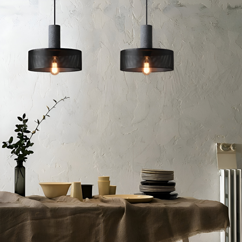 Rustic Pendelleuchte - Moderne Retro Schwarze Industrieleuchte - Verstellbare Hängelampe