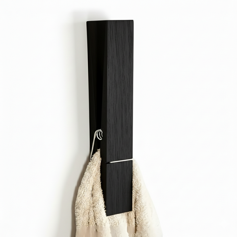 Rustikaler Holz-Handtuchhalter – Extra groß mit Federmechanismus – Handtuchclip Skandinavisch – 30,5 x 6,3 cm