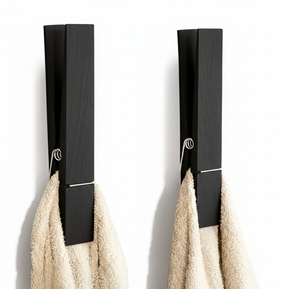 Rustikaler Holz-Handtuchhalter – Extra groß mit Federmechanismus – Handtuchclip Skandinavisch – 30,5 x 6,3 cm
