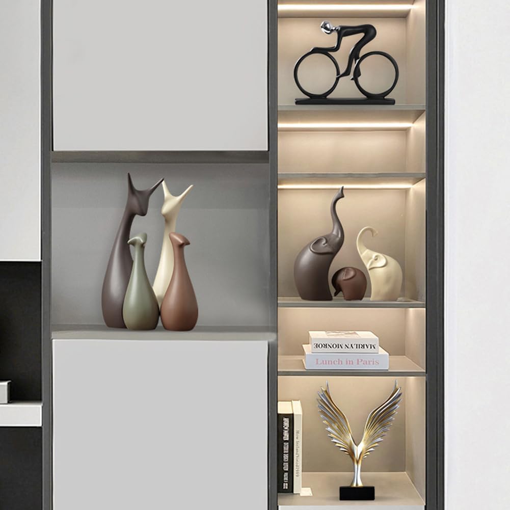 Rustikale Dekofiguren Set - 4-teiliges Keramik Hirsch-Dekor für Wohnzimmer und Garten 1