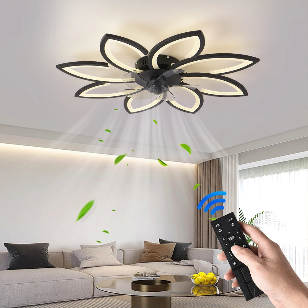 Deckenventilator mit LED Licht Blumenform Fernbedienung Dimmbar 6 Geschwindigkeiten 3000K 6500K