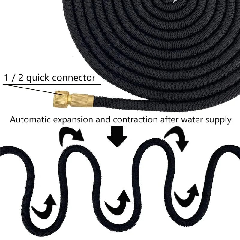 Erweiterbarer Gartenschlauch mit Sprühpistole – Flexibles Wasserschlauch-Set mit Messinganschlüssen für Garten, Autowäsche & Bewässerung