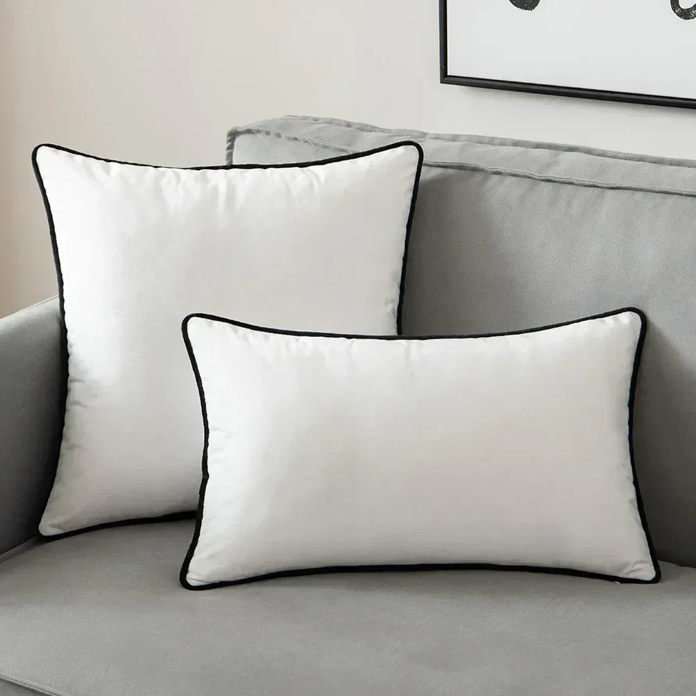Samt Kissenbezug mit Kontrastkante – Moderner Dekokissenbezug für Sofa, Bett & Wohnzimmer