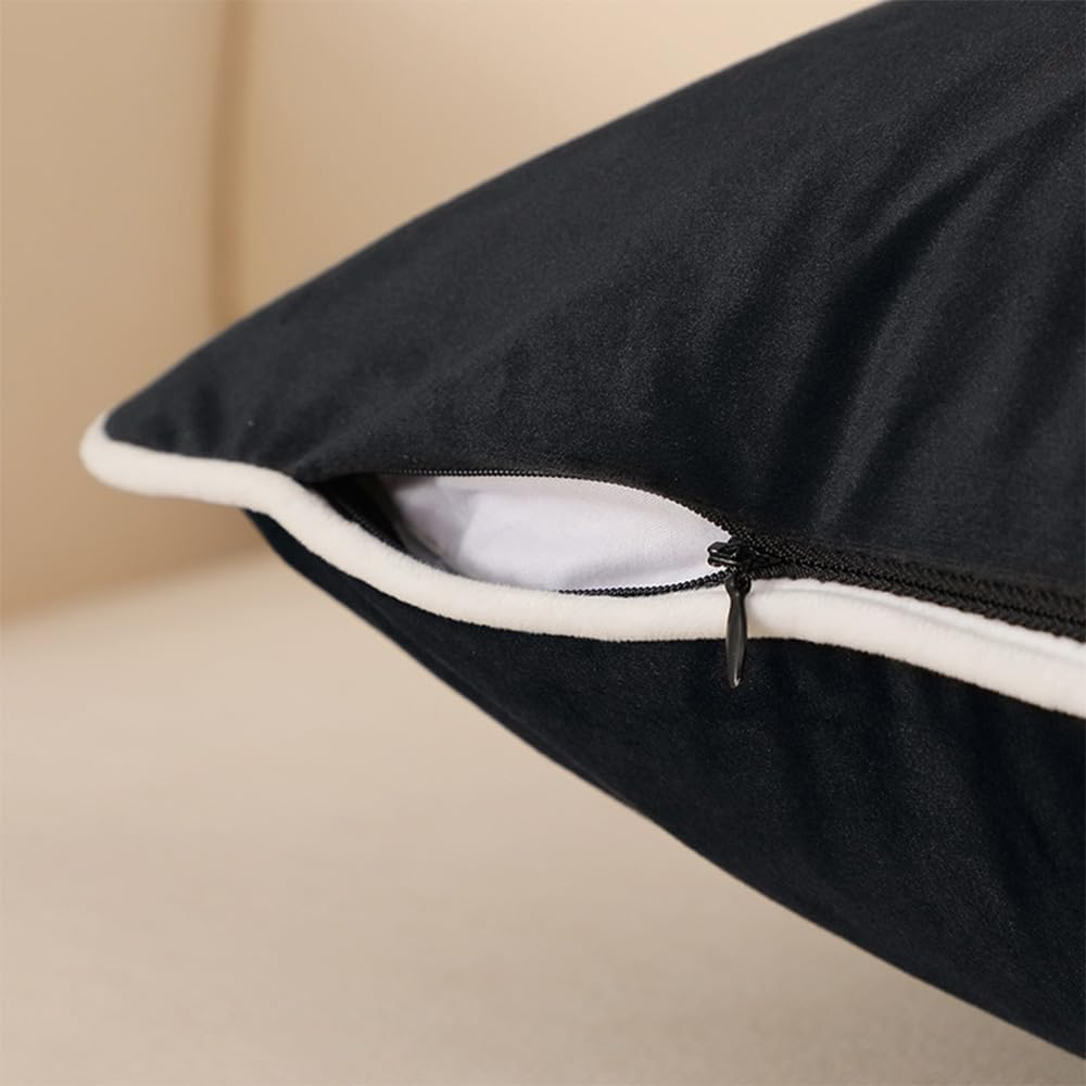 Samt Kissenbezug mit Kontrastkante – Moderner Dekokissenbezug für Sofa, Bett & Wohnzimmer