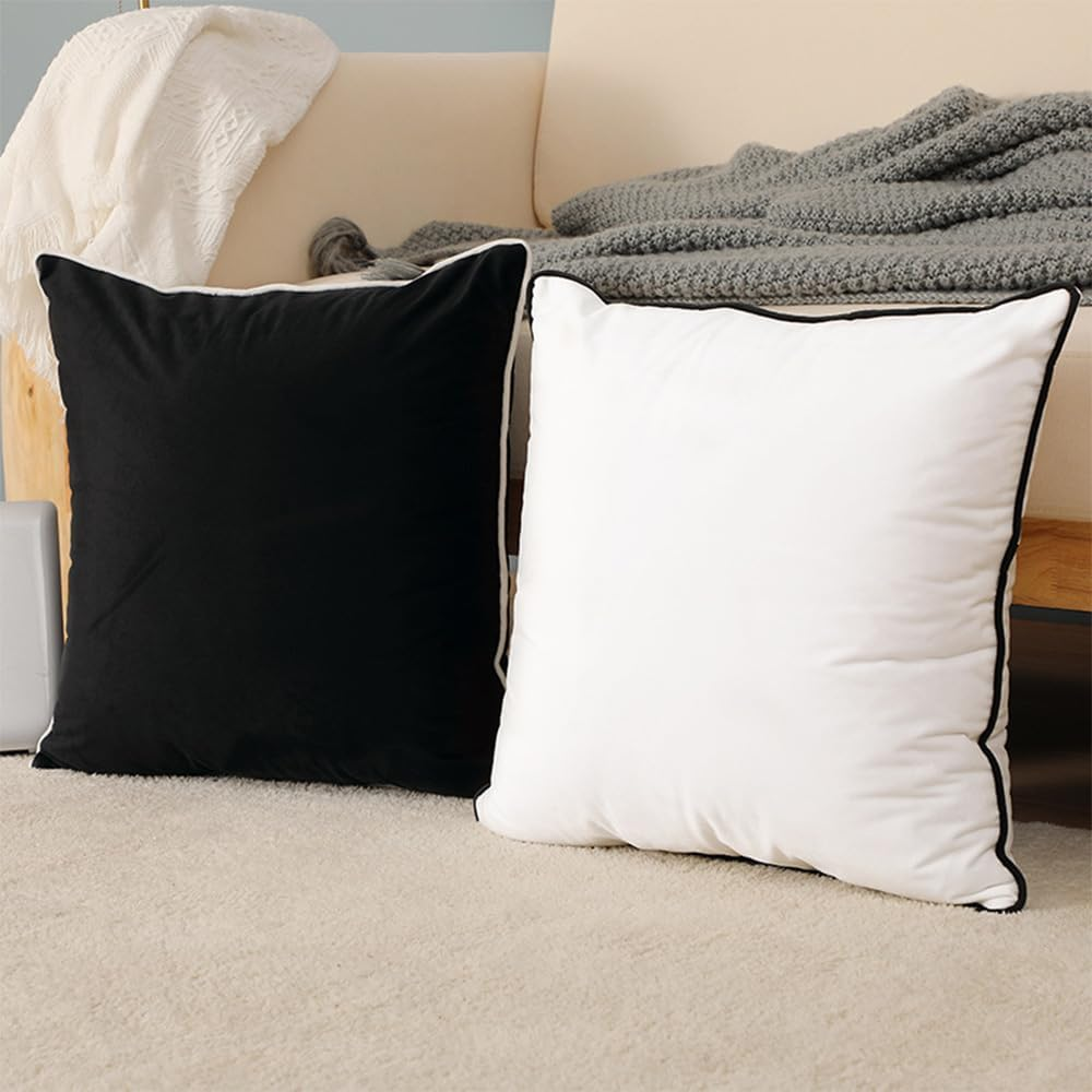 Samt Kissenbezug mit Kontrastkante – Moderner Dekokissenbezug für Sofa, Bett & Wohnzimmer