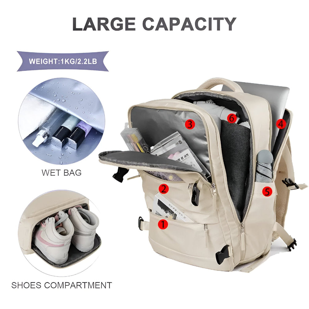 Savvy Multi-Compartment Reisetasche - Rucksack mit Schuhfach - Reise-Rucksack