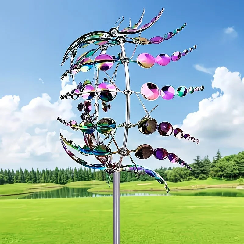Metall Windrad für Garten – Bunter Kinetischer Windspinner als Dekoration für Rasen, Terrasse & Balkon