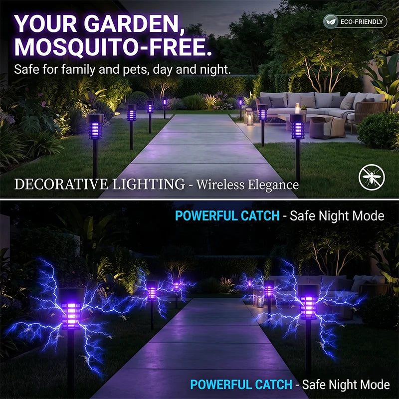 Solar Mückenvernichter für Außen – Wasserdichte UV Insektenfalle mit LED Licht für Garten, Terrasse & Camping