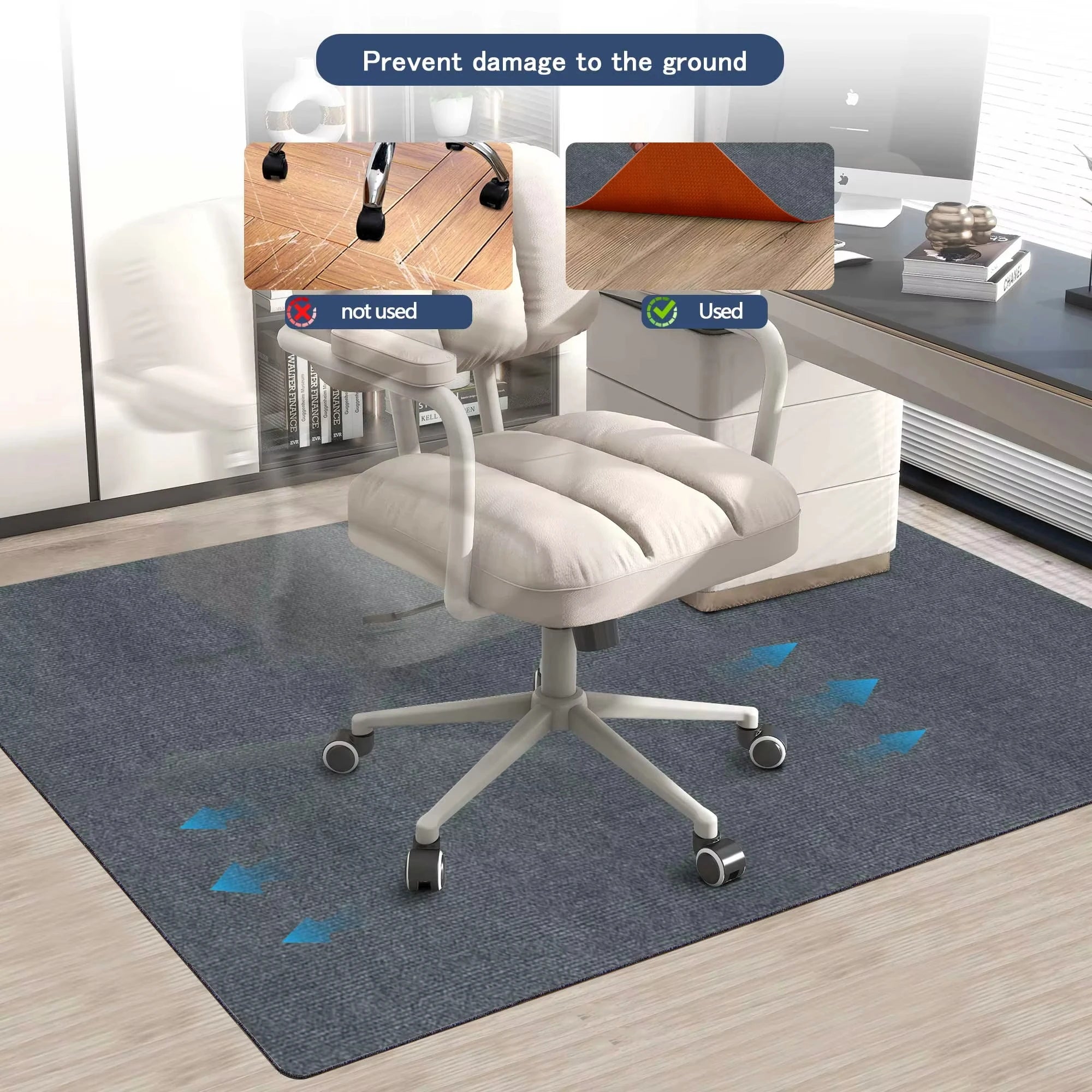 Bürostuhlunterlage für Hartböden 90x120 cm – Rutschfeste Zuschneidbare Bodenschutzmatte für Büro, Schreibtisch & Homeoffice