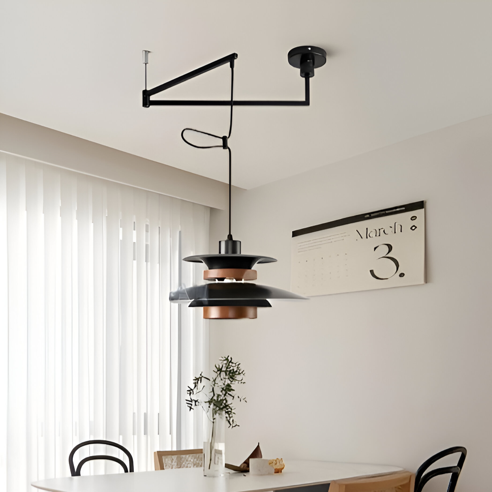 ScandiSwing Pendelleuchten - Metall Holz Wippenarm Hängelampe - Modernes Droplight