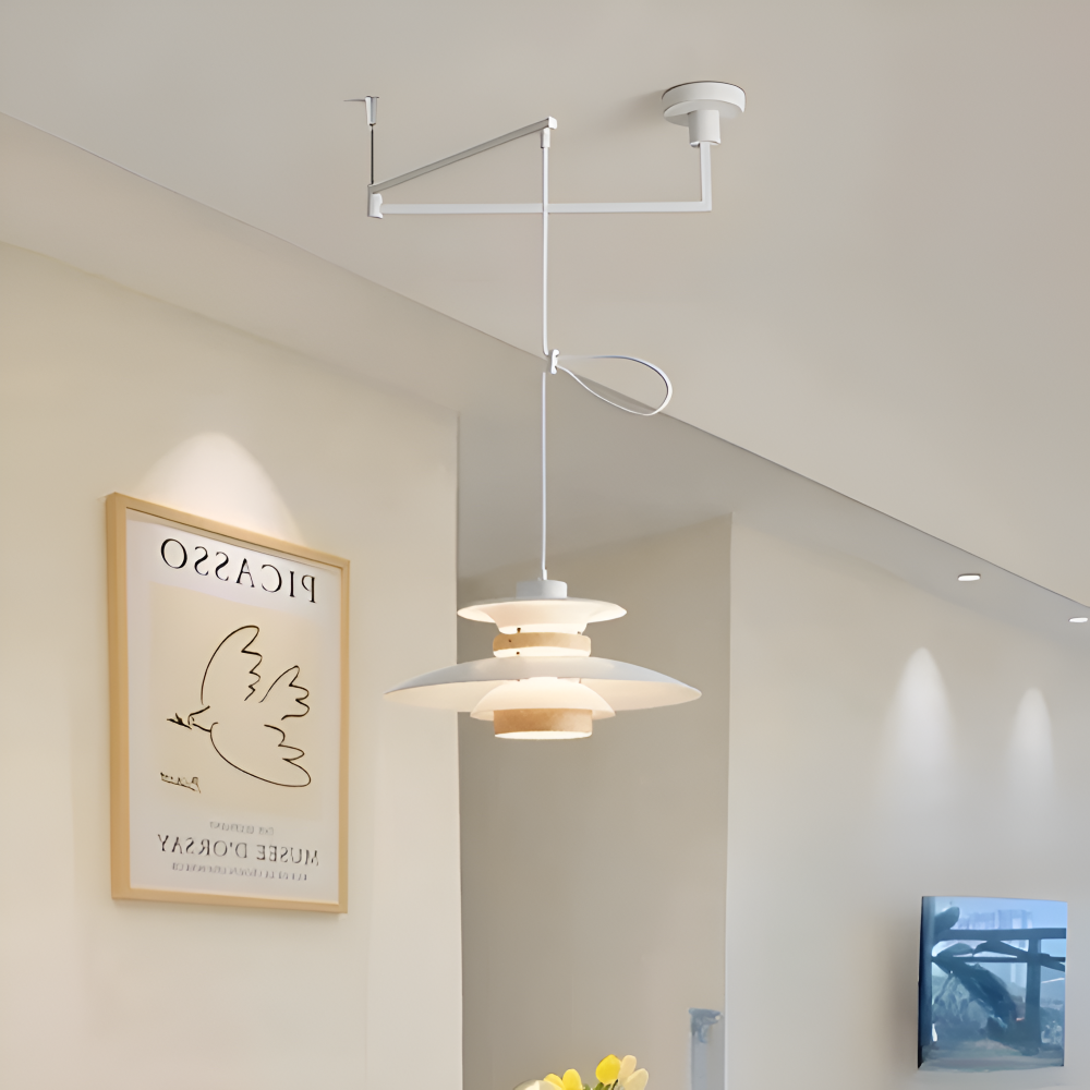 ScandiSwing Pendelleuchten - Metall Holz Wippenarm Hängelampe - Modernes Droplight