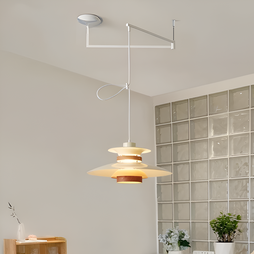 ScandiSwing Pendelleuchten - Metall Holz Wippenarm Hängelampe - Modernes Droplight