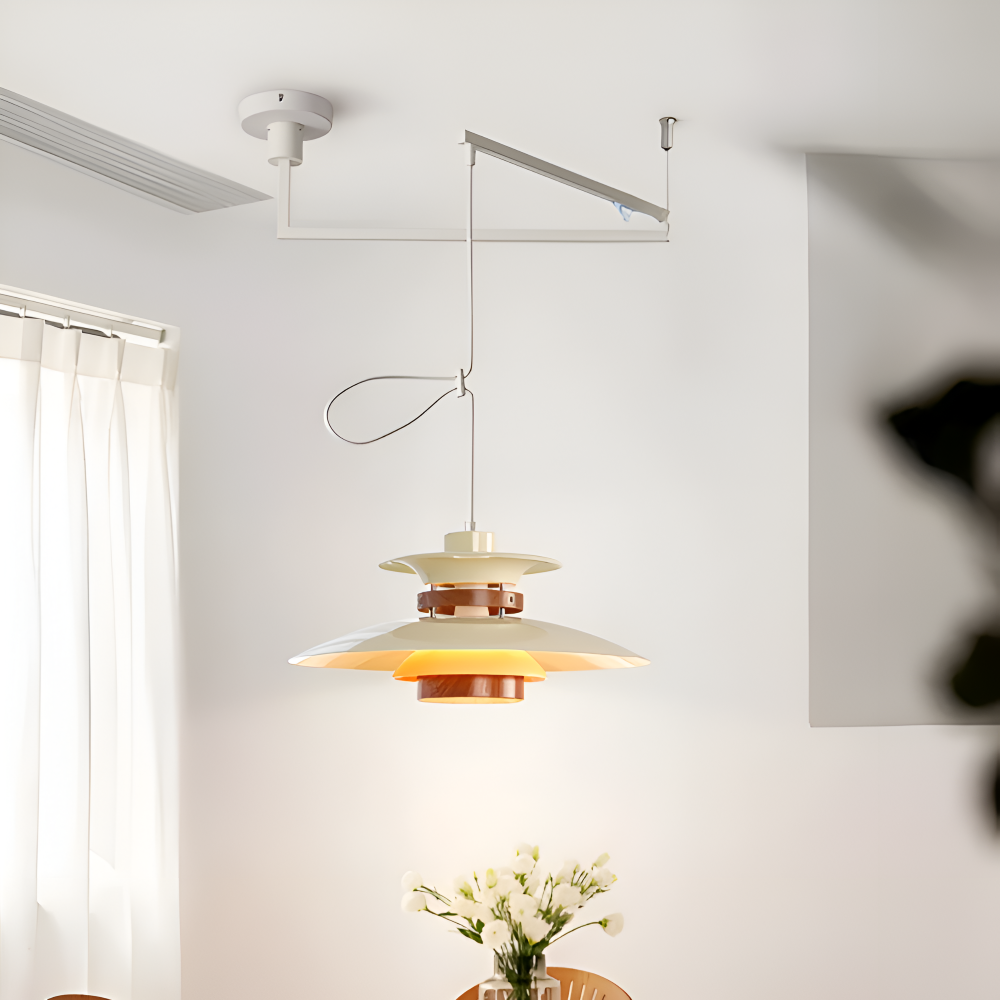 ScandiSwing Pendelleuchten - Metall Holz Wippenarm Hängelampe - Modernes Droplight