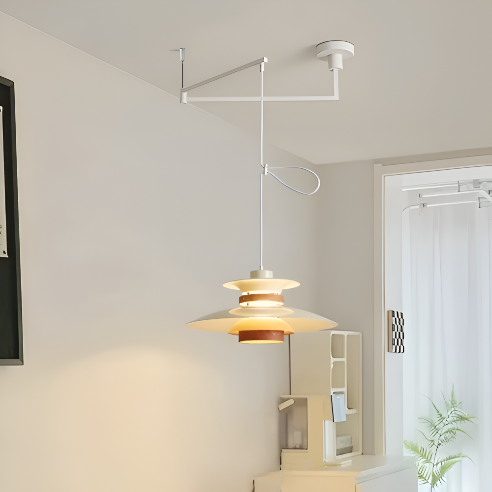 ScandiSwing Pendelleuchten - Metall Holz Wippenarm Hängelampe - Modernes Droplight