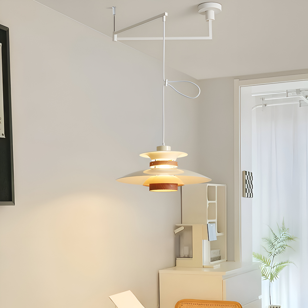 ScandiSwing Pendelleuchten - Metall Holz Wippenarm Hängelampe - Modernes Droplight