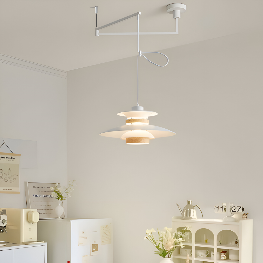 ScandiSwing Pendelleuchten - Metall Holz Wippenarm Hängelampe - Modernes Droplight