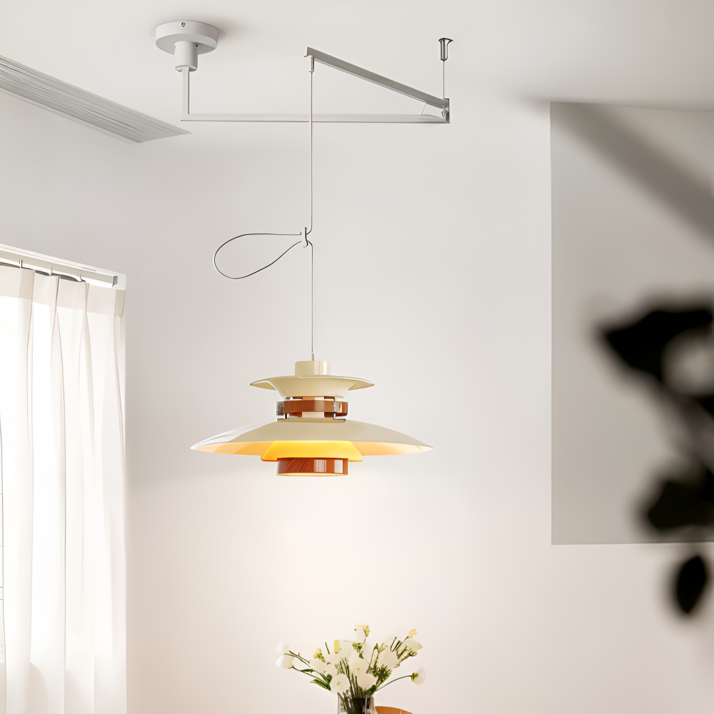 ScandiSwing Pendelleuchten - Metall Holz Wippenarm Hängelampe - Modernes Droplight