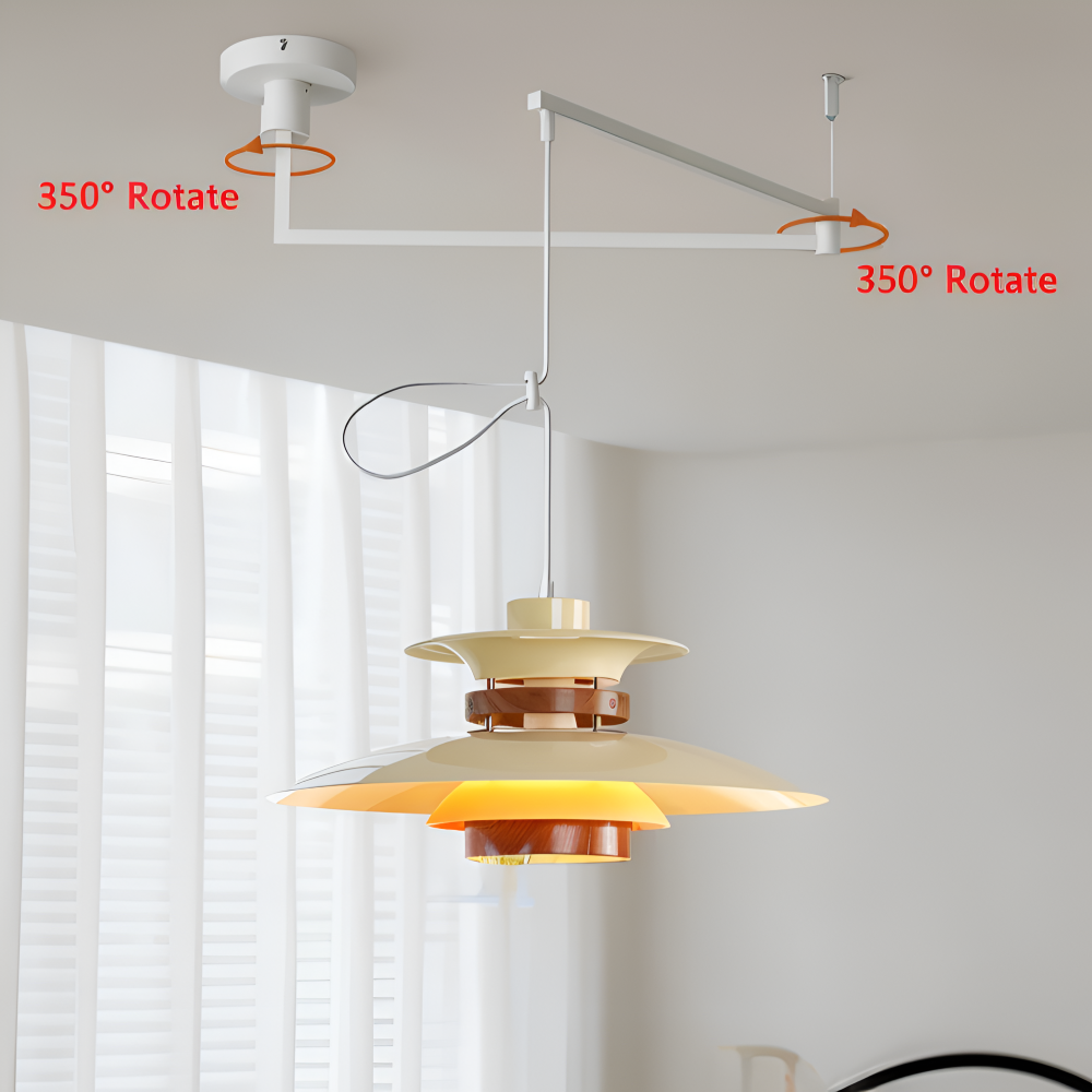 ScandiSwing Pendelleuchten - Metall Holz Wippenarm Hängelampe - Modernes Droplight